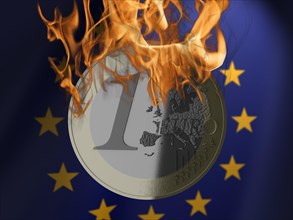 Burning euro coin