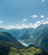 View of Konigssee Lake and Mt Watzmann from Mt Jenner