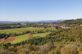 View from the Burgruine Landsee castle ruins on Landsee village