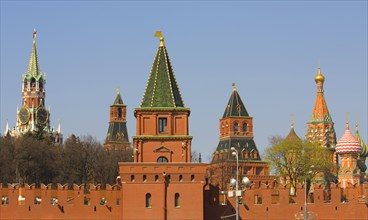 Towers of Moscow Kremlin and domes of Saint Basil's Cathedral