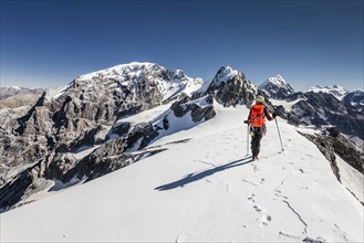 Climber on the Trafoierjoch on Stelvio Pass