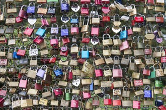 Love locks on a wire fence