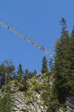 The Holzgauer Hangebrucke suspension bridge from below