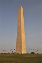 Washington Monument and flags of the United States