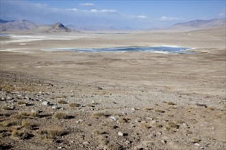 Salt lake on the Pamir Highway