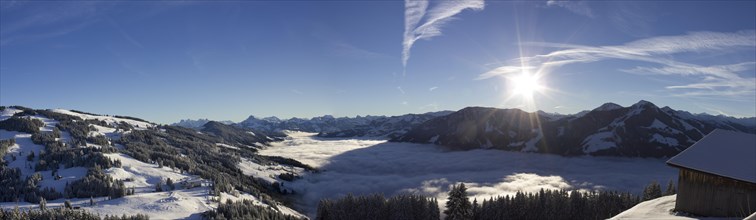 Alpine panorama in afternoon sun