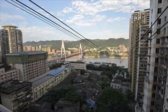 Old and new high-rises at the Yangtze cable car