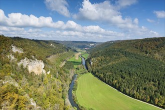 Danube Valley seen from Knopfmacherfelsen rock in the autumn