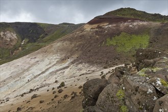 Mountain slope in the Seltun geothermal area near Krysuvik or Krisuvik