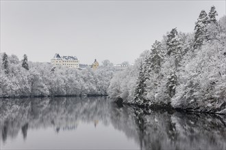View from the ice bridge to the castle Burgk