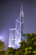 Tower of the Bank of China at night