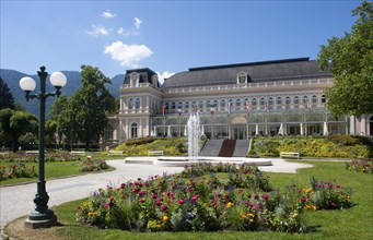 Spa gardens with the spa hotel or congress and theatre house