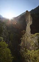 Sport climbers climbing a pinnacle