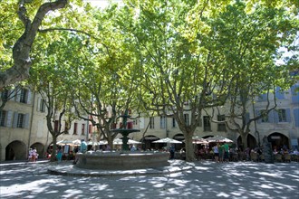 The central square Place aux Herbes and its fountain