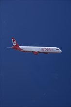 D-ALSA Air Berlin Airbus A321-211 in flight against blue sky