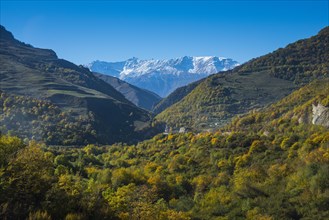 The caucasian mountains in fall