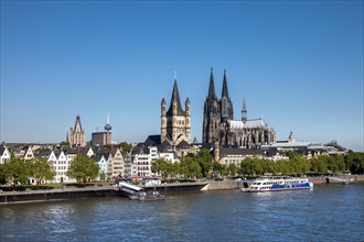 The Rhine with the historic centre and Cologne Cathedral