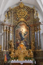 High altar with painting ""Immaculate Conception"" pilgrimage church Basilica Maria Loretto