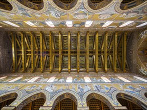 Ornate wooden ceiling in the nave of the Cathedral of Monreale or Santa Maria Nuova