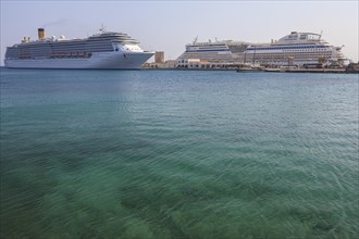 Cruise ships Costa Mediterranea and Aida Diva in the harbour of Rhodes