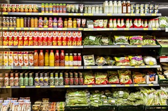 Refrigerated shelf with various vegetable products