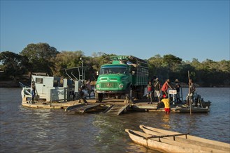 Car ferry with truck on the Manambolo