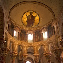 Interior of the Romanesque church of L'Abbatiale Saint-Austremoine