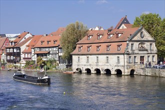 View across Regnitz river towards Little Venice with the old slaughter house