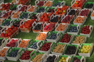 Berries in punnets on sale at a farmers' market in Provence