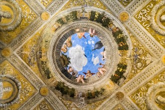 Illusionistic ceiling fresco by Andrea Mantegna