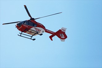 Helicopter of the German air rescue ambulance service with the wording ""Notarzt""