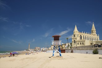 Beach and the Monastery of Nuestra Senora de Regla in Chipiona