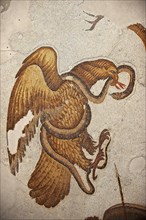6th century Byzantine Roman mosaic of an eagle catching a snake