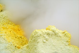 Deposited sulphur at the Ijen volcano