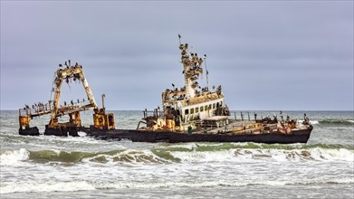 Shipwreck Zeila in the water with swell