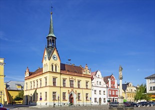 Town Hall and baroque Column of the Virgin Mary on the Peace Square or Mirove namesti