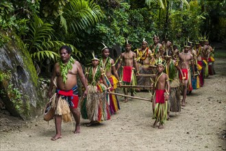 Stick dance performed by the tribal people of Yap Island