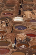 Traditional tannery with dying vats