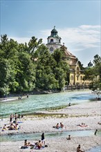 Building of the Mullersches Volksbad indoor pool with Isar river