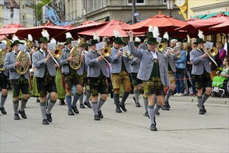 Bavarian brass band at the Oktoberfest Costume and Riflemen's Parade