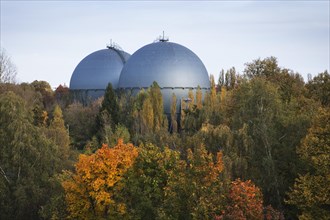 Two spherical gas containers
