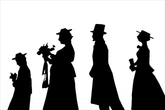 Silhouettes of rural figures around 1900