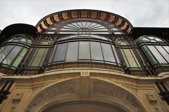 Entrance of the Art Nouveau building of the Source Cachat