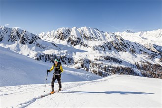 Ski tourer during the ascent of Mt Zermaidjoch