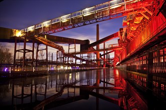 The illuminated coking plant of Zollverein Coal Mine Industrial Complex