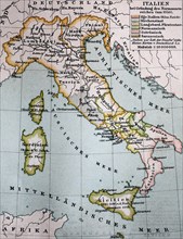 Map of Italy at the foundation of the Norman Empire around 1050