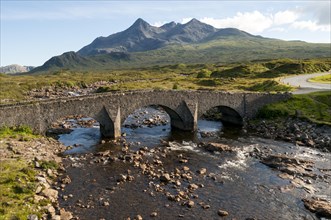 Sligachan Bridge with Sgurr nan Gillean Mountain of Cuillin Range