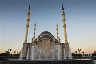 Akhmad Kadyrov Mosque at dusk