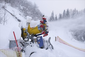 Snow cannon in use