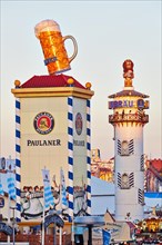 Paulaner- and Lowenbrau brewery towers